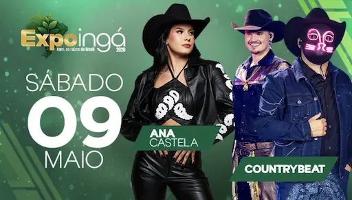 Show imperdível: cante com Ana Castela na Expoingá, em Maringá. Dia 9 de maio de 2026. Ingressos para o evento você compra aqui.