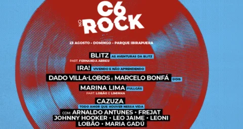 É de arrepiar: C6 Rock 2026 no Parque Ibirapuera com Blitz e Ira, em São Paulo. Dia 23 de agosto. Ingressos você encontro aqui.